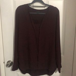 Ann Taylor Gently worn wine v-neck blouse